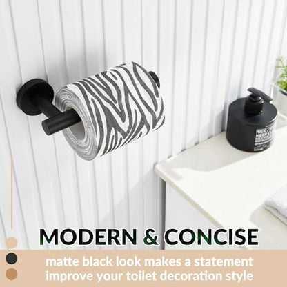 Toilet Paper Holder, 304 Stainless Steel, Matte Black | Right-Facing Open Arm, Quick Roll Replacement, Raised End Stop, Fits Regular, Large & Mega Rolls, Bathroom & Powder Room Use - color: Matte Black