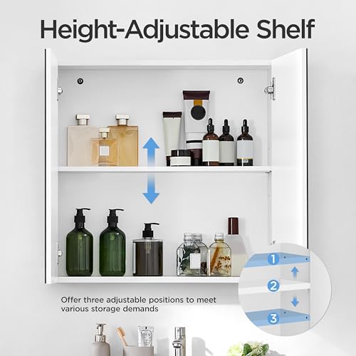 Yaheetech Bathroom Wall Mount Medicine Cabinet with Frameless Mirror Doors | Storage Cupboard with Adjustable Shelf for Living Room, Laundry Room, Mudroom, Bathroom Mirror Cabinet - style: 2 Doors