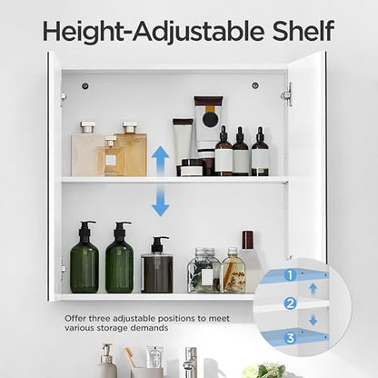 Yaheetech Bathroom Wall Mount Medicine Cabinet with Frameless Mirror Doors | Storage Cupboard with Adjustable Shelf for Living Room, Laundry Room, Mudroom, Bathroom Mirror Cabinet - style: 2 Doors