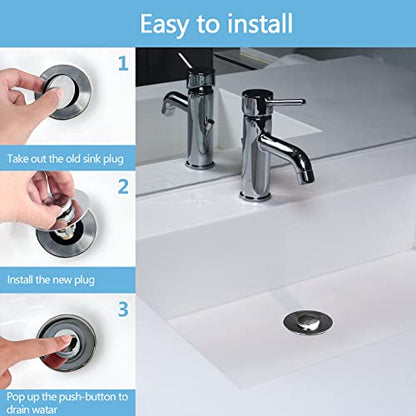 QYHNYJF Bathroom Sink Stopper with Hair Catcher – Universal Pop-Up Drain Strainer for 1.1–1.5 inch US Standard Sink Drain Holes, Anti-Clog Basin Stopper, Silver - color: Chrome Silver
