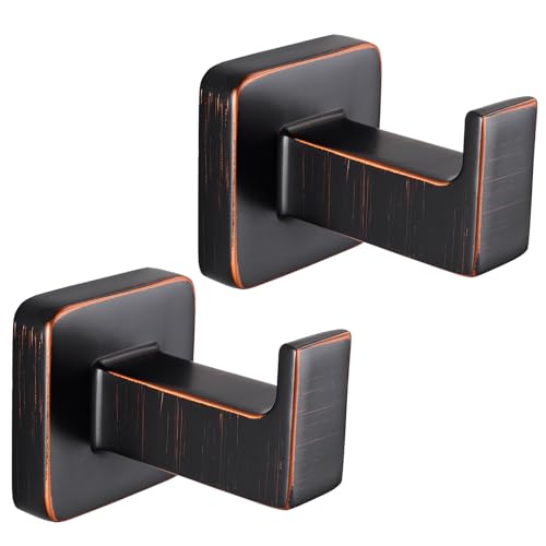 Oil Rubbed Bronze Square Wall Hanger, Towel Hanger, Wall Mounted, Bathrobe Hook 2 Bathroom Hooks - color: Oil Rubbed Bronze x 2