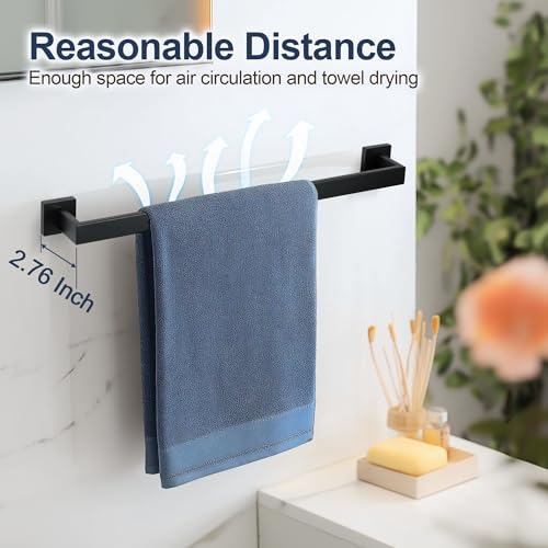 SEIDO 30 Inch Matte Black Towel Bar, Heavy Duty & Rust-Proof 304 Stainless Steel Bath Towel Holder, Modern Square Wall Mounted Towel Rack for Bathroom, Kitchen, RV - color: Matte Black, size: 30 Inch