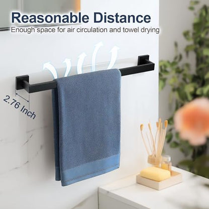 SEIDO 30 Inch Matte Black Towel Bar, Heavy Duty & Rust-Proof 304 Stainless Steel Bath Towel Holder, Modern Square Wall Mounted Towel Rack for Bathroom, Kitchen, RV - color: Matte Black, size: 30 Inch