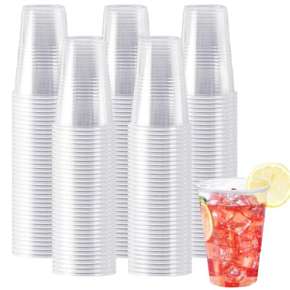 SIUQ 600 Pack 9 oz Plastic Cups, Clear Disposable Plastic Water Cups Bulk | Hot/Cold Party Drinking Cups for Picnic, BBQ, Wedding, Travel, Thanksgiving, Christmas, Gathering, Events & Commercial Use - style: 9 oz-600pack