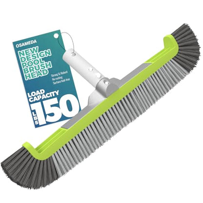 18" Pool Brush Head - Scrub Brush, Curved Ends, Fits Φ1.25” Poles | Scrub Brushes for Cleaning Swimming Pool Walls, Tile, Fiberglass, Flooring and Vinyl Pools, Green & Dark Gray & Gray - color: Dark Gray & Gray