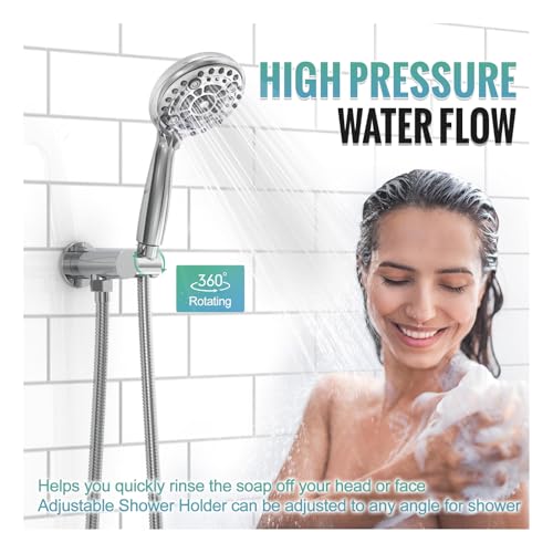 SR SUN RISE Shower Faucet - 10 Inch Multifunctional High Pressure Shower Head System with Handheld Shower Head Fixtures - Valve Included - Polished Chrome - color: Polished Chrome, size: 10 Inch