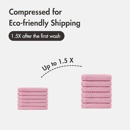 Madison Park 100% Zero Twist Cotton 6 Piece Bathroom Washcloth Set, Pink | 13" x 13" Bath Face Towels, 500 GSM Diagonal Ribbed Wash Cloths, Soft, Quick Dry, Highly Absorbent, Durable, Modern, OEKO TEX - color: Pink, size: 6 Piece Washcloth Towel Set