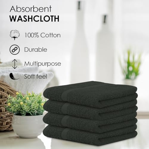 Avalon Towels Gray Washcloths Bulk Pack of 36 (12x12 inches) - 100% Cotton Washcloths & Face Towels - Highly Absorbent & Soft Wash Cloths for Showering, Wash Rags for Body & Face Cloths - color: Grey