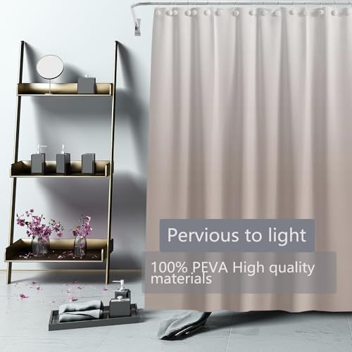 Shower Curtain Liner 72 x 72, Plastic Waterproof 4G Lightweight Shower Liner for Bathroom, with Grommets Holes and 3 Heavy Duty Magnetic Weights - color: Gradient Begie
