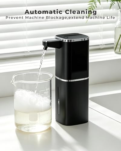 Automatic Foaming Soap Dispenser, Touchless Rechargeable | 13.5oz/400mL, with 9 Foam Levels, IPX5 Waterproof, Hands Free for Kitchen Sink & Bathroom - color: Black Foam