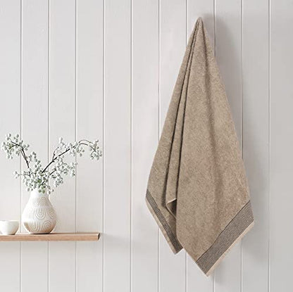 BELIZZI HOME 2 Pack Oversized Cotton Bath Towels, Tan, 28x55 inches - color: Tan