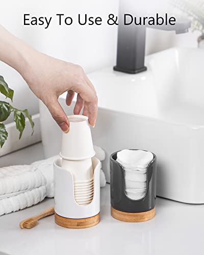 Ceramic Bathroom Cup Holder, 3 oz Dispenser, White | Mouthwash Cups Dispenser for Bathroom, Guest Toiletries, Countertop - color: White, size: Set/1