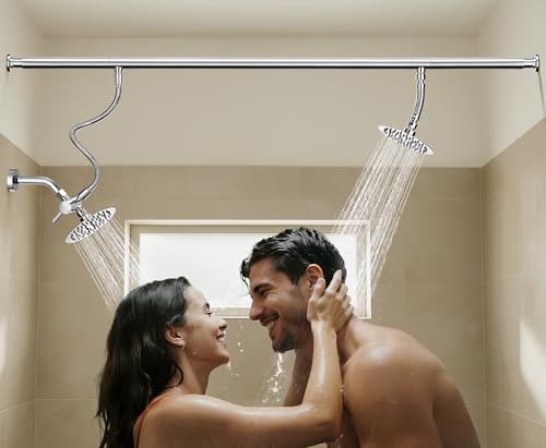 All Metal High Pressure Dual Shower Head for Couples (Chrome) | Ideal for Couples, All Metal Construction, High Pressure, No Professional Plumber Needed - color: Chrome