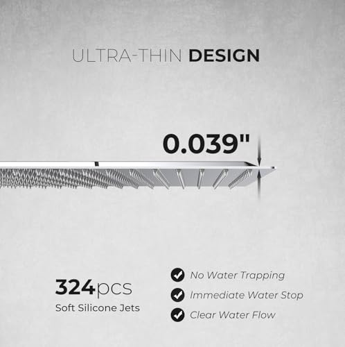16inch Rainfall Shower Head, Ultra Thin 304 Stainless Steel High Flow Square Rainfall Showerhead, Waterfall Full Body Coverage, Universal Ceiling or Wall Mount, Chrome - color: Chrome, size: 16 Inch
