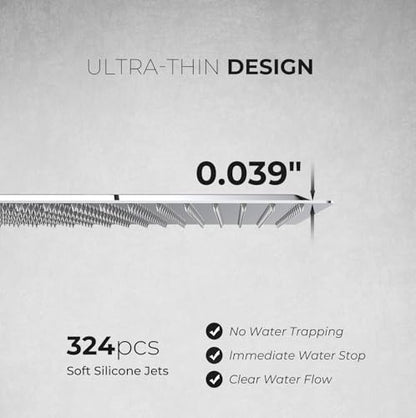 16inch Rainfall Shower Head, Ultra Thin 304 Stainless Steel High Flow Square Rainfall Showerhead, Waterfall Full Body Coverage, Universal Ceiling or Wall Mount, Chrome - color: Chrome, size: 16 Inch