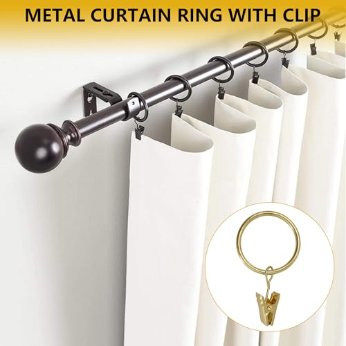Curtain Rings with Hooks Set - Heavy Duty Metal Drapery Hooks & Eyelet Rings for Window, Shower, Door - Rustproof & Smooth Gliding Curtain Rod Ring, 5/8 to 3/4 Inch Internal Diameter 14 Pack - color: Golden