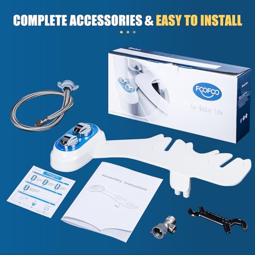 Non-Electric Bidet Attachment for Toilet, Dual Nozzle Rear & Feminine Wash | Easy to Install Self-Cleaning, Adjustable Water Pressure, for any Standard Two-piece Toilet