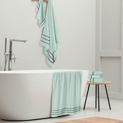 MyOwn Ultra Soft 6 Pack Cotton Towel Set, Contains 2 Bath Towels 28x55 inch, 2 Hand Towels 16x24 inch & 2 Wash Coths 12x12 inch, Ideal Everyday use, Compact & Lightweight - Sea Green, 71656 - color: Sea Green, size: 6-Piece Towel Set