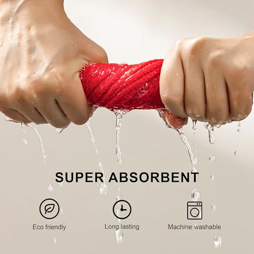joybest Cotton Kitchen Towels, 4-Pack Waffle Weave Ultra Soft Absorbent Dish Towels Quick Drying Kitchen Dish Cloths, 18 in x 28 in, Red - color: Red, size: 18 in x 28 in