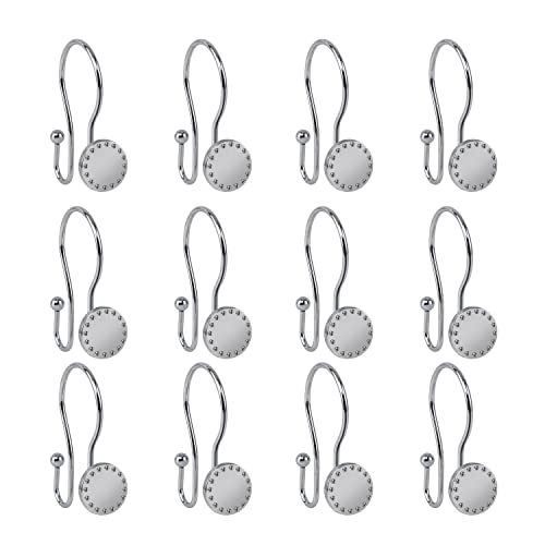 Utopia Alley Shower Hooks, Double Shower Curtain Hooks for Bathroom, Crystal Design, Set of 12 Polished Chrome - color: Chrome