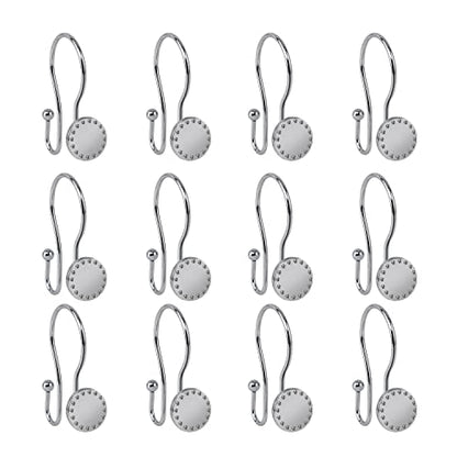 Utopia Alley Shower Hooks, Double Shower Curtain Hooks for Bathroom, Crystal Design, Set of 12 Polished Chrome - color: Chrome