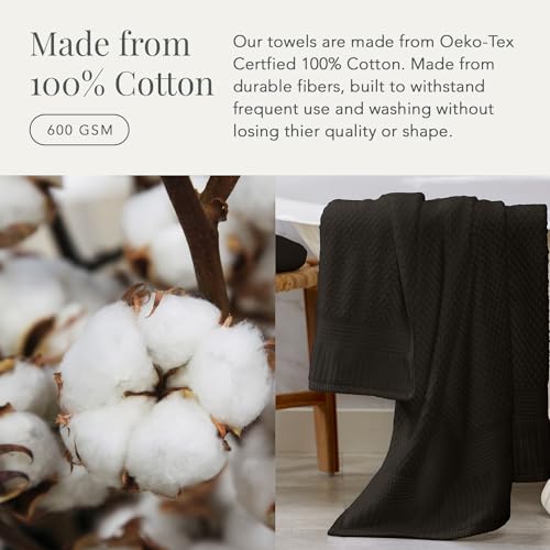 NY Loft 100% Cotton 2-Pack Oversized Bath Towel Set | Black | Quick-Dry | Two Oversized 35" x 70" Bath Towels / Bath Sheets | Super Absorbent | Designer-Styled Texture - color: Black, size: Bath Sheets (2 Pack)