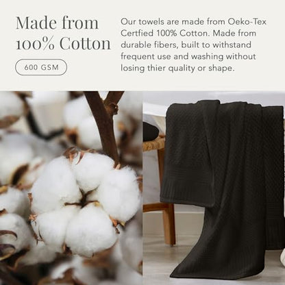NY Loft 100% Cotton 2-Pack Oversized Bath Towel Set | Black | Quick-Dry | Two Oversized 35" x 70" Bath Towels / Bath Sheets | Super Absorbent | Designer-Styled Texture - color: Black, size: Bath Sheets (2 Pack)