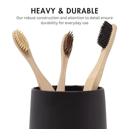 Yew Design Matte Black Bathroom Toothbrush Holder Cup - Round - color: Round Matte Black