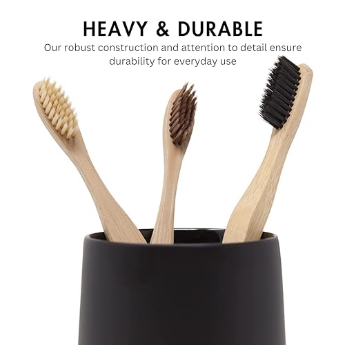 Yew Design Matte Black Bathroom Toothbrush Holder Cup - Round - color: Round Matte Black
