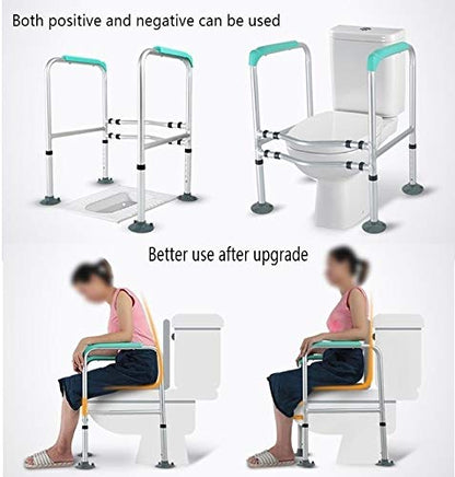 Toilet Safety Frame Free Standing Toilet Grab Bars Surrounding Rail Bathroom Handrail Adjustable Height with Safety Handles for Elderly, Disabled, Handicapped, Bathroom ALGFree