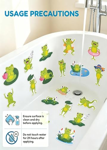26Pcs Non Slip Bathtub Stickers, Cute Frog Stickers with Scraper | Anti Slip Bath Tub Shower Decal with Adhesive Back for Bathroom, Shower Stairs - color: Frog, size: 26Pcs