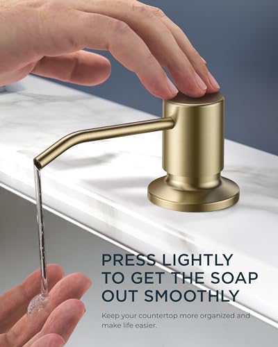 FORIOUS Kitchen Faucet with Soap Dispenser, Pull Down Sprayer, Brushed Gold | High Arc Single Handle, Lead-Free Stainless Steel, 3 mode Sprayer, Classic Bar Sink Faucet for Outdoor Rv Laundry Camper - color: Gold, style: Classic