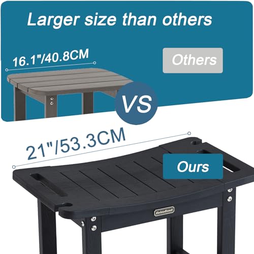 Shower Bench Seat for Shaving Legs, Waterproof Shower Stool for Inside Shower with Handles & Shower Head Holder, Bathroom Shower Chair, Black Shower Foot Rest with Adjustable Feet, Non-Slip - color: Black