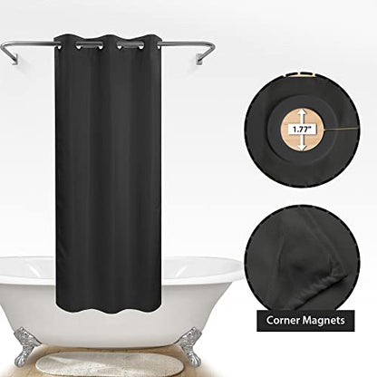 River Dream Stall Size No Hook Black Shower Curtain Soft Microfiber - 36" Wide Small Fabric Shower Curtain Set for Narrow Stall, Waterproof & Washable, Bottom Magnets, Black, 36x74 - color: Black, size: 36"W x 74"L (Pack of 1)