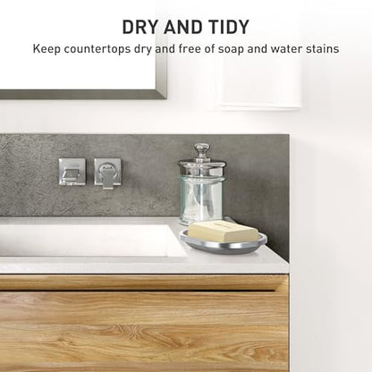 Stainless Steel Soap Dish, 2 Pack, Large Double-Layer Draining Tray | Metal Bar Soap Dish for Bathroom, Shower, Kitchen Sink Counter, Container for Sponges, Steel wool, Scrub brushes, Anti-Rust - color: Striped-2pcs