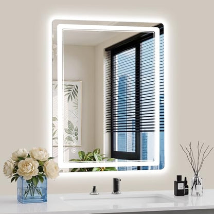 20"x28" LED Bathroom Mirror with Lights, Backlit + Front Lit, Anti-Fog, Lighted Bathroom Mirror for Wall, HD Shatterproof Tempered Glass, Dimmable, Memory Function (Horizontal/Vertical) - size: 28"L x 20"W