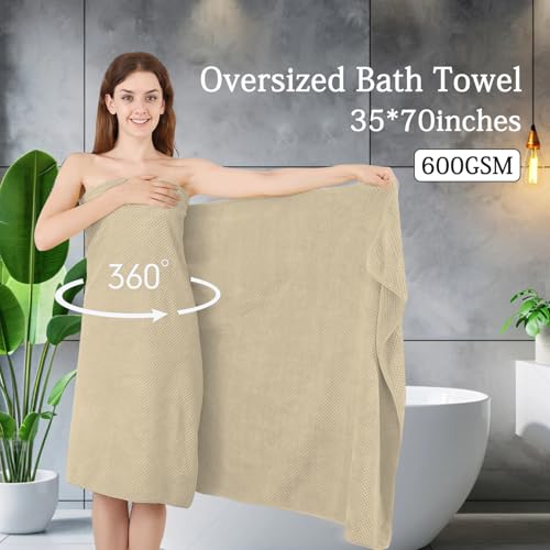 Extra Large Bath Towels Set 35x70 Inches - Beige Luxury 600 GSM Oversized Bath Sheet Towel,Ultra Soft Microfiber - Quick Dry,Highly Absorbent Shower Towels Spa Hotel Bathroom Towel Set (4-Pack) - color: Light Brown Set, size: 4-Piece Set