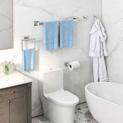 Gypie 24Inch Bathroom Accessory Set Wall Mounted, Brushed Nickel 5-Pieces | Stainless Steel Bathroom Hardware Set Towel Bar Set - color: Brushed Nickel 5 Piece, size: 24 Inch