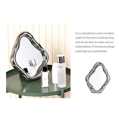 Ceramic Makeup Mirror, Desktop Vanity Mirror, Decorative Wall Mirror, Freestanding Movable Table Mirror