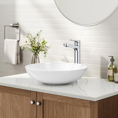 KRAUS Indy Bathroom Faucet for Vessel Sink in Chrome with Single Handle, Pop Up Drain and Supply Lines, KVF-1410CH - color: Chrome, style: Vessel