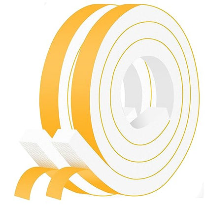 Strong Adhesive White WeatherStripping 1x3/4in, Block Drafts, Noise | Fills Wide Under-Door Gaps, Reduces Vibration, Single-Sided, High Density Foam Insulation Tape, Removable, No Residue - color: White, size: 1 In x 3/4 In x 13Ft
