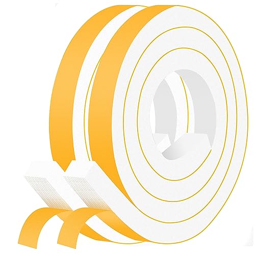 Strong Adhesive White WeatherStripping 1x3/4in, Block Drafts, Noise | Fills Wide Under-Door Gaps, Reduces Vibration, Single-Sided, High Density Foam Insulation Tape, Removable, No Residue - color: White, size: 1 In x 3/4 In x 13Ft