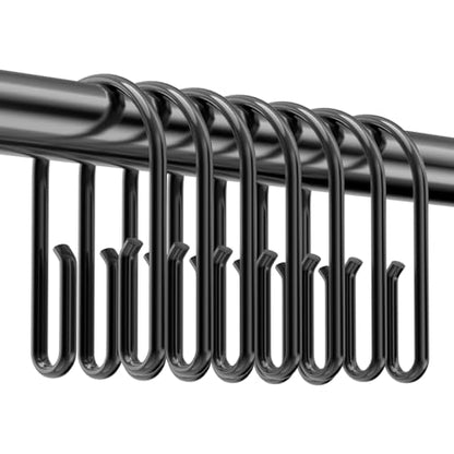 Black Shower Curtain Hooks Rings ，Double Sided Shower Curtain Rings Rust Proof，12 pcs Shower Hooks for Inside Shower，Smooth Sliding Anti-Drop Double Shower Rings for Curtain (Black) - color: Black