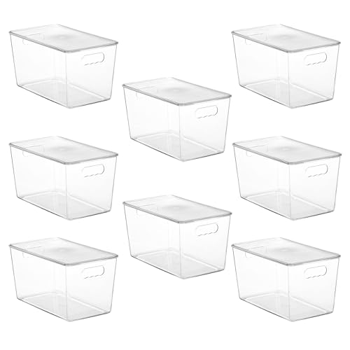 Vtopmart 8 Pack Clear Stackable Storage Bins with Lids, XLarge | BPA-free Plastic, Organize Vertically, For Pantry Kitchen Fridge Cabinet Closet Bathroom, Built to Last, Easy to Move - size: XL(13"L x 7.4"W x 7"H)
