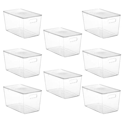Vtopmart 8 Pack Clear Stackable Storage Bins with Lids, XLarge | BPA-free Plastic, Organize Vertically, For Pantry Kitchen Fridge Cabinet Closet Bathroom, Built to Last, Easy to Move - size: XL(13"L x 7.4"W x 7"H)