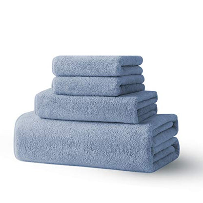 Xinrjojo 4 Piece Quick-Dry Microfiber Towel Sets, Super Soft and Absorbent Bathroom Hotel Gym Great Shower Towels - Navy - color: Navy