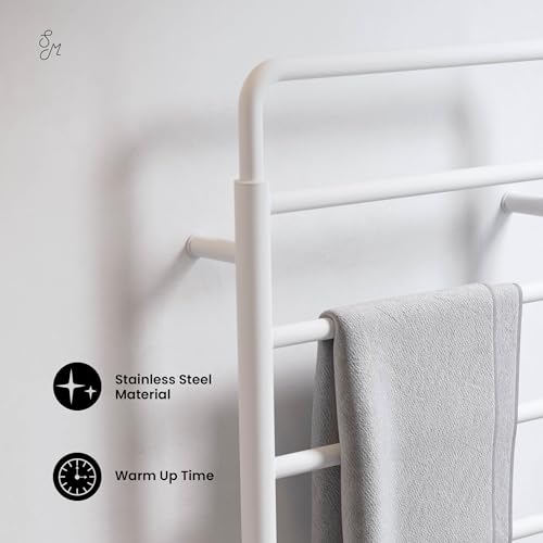 Swiss Madison Ivy 8-Bar Electric Towel Warmer Heated Towel Racks for Bathroom in Matte White - color: White
