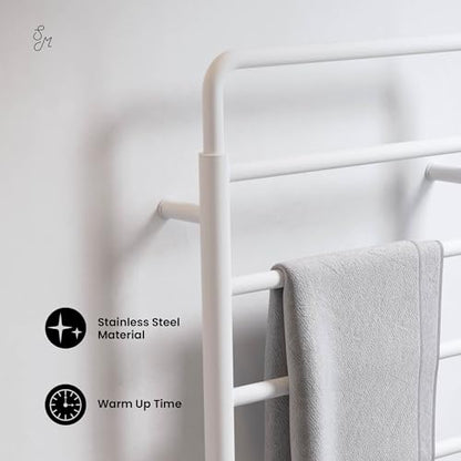Swiss Madison Ivy 8-Bar Electric Towel Warmer Heated Towel Racks for Bathroom in Matte White - color: White