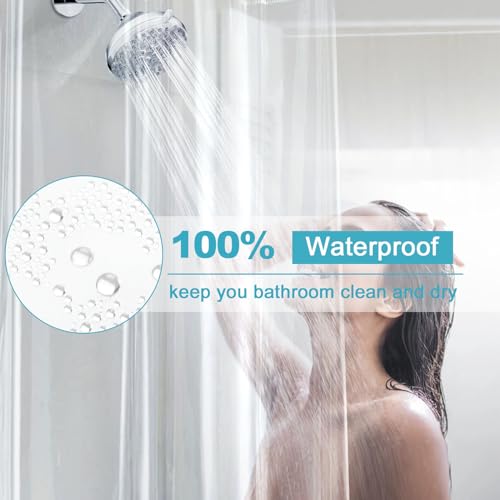 EurCross 96 inch Extra Wide Clear Shower Curtain Liner,Waterproof Heavy Duty PEVA Transparent Shower Liner 96x72 inch with 5 Magnets and 16 Plastic Hooks - color: Clear, size: 96"W x 72"L (Pack of 1)