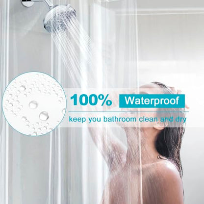 EurCross 96 inch Extra Wide Clear Shower Curtain Liner,Waterproof Heavy Duty PEVA Transparent Shower Liner 96x72 inch with 5 Magnets and 16 Plastic Hooks - color: Clear, size: 96"W x 72"L (Pack of 1)